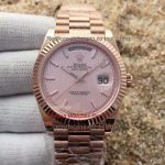 Copy Rolex Day-Date 40mm Rose Gold Stick Markers Pink Dial Man's Watch